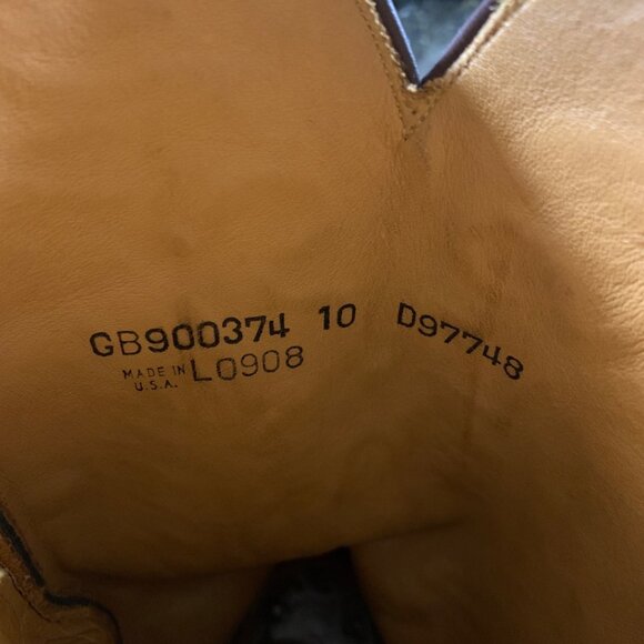 Lucchese Handmade Brown Leather Cowboy Boots Square Toe Mens Sz 10 USA - Picture 12 of 13